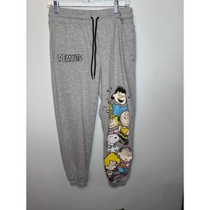 Peanuts Charlie Brown Snoopy Graphic Joggers Grey Sweatpants Medium LJ42319LB